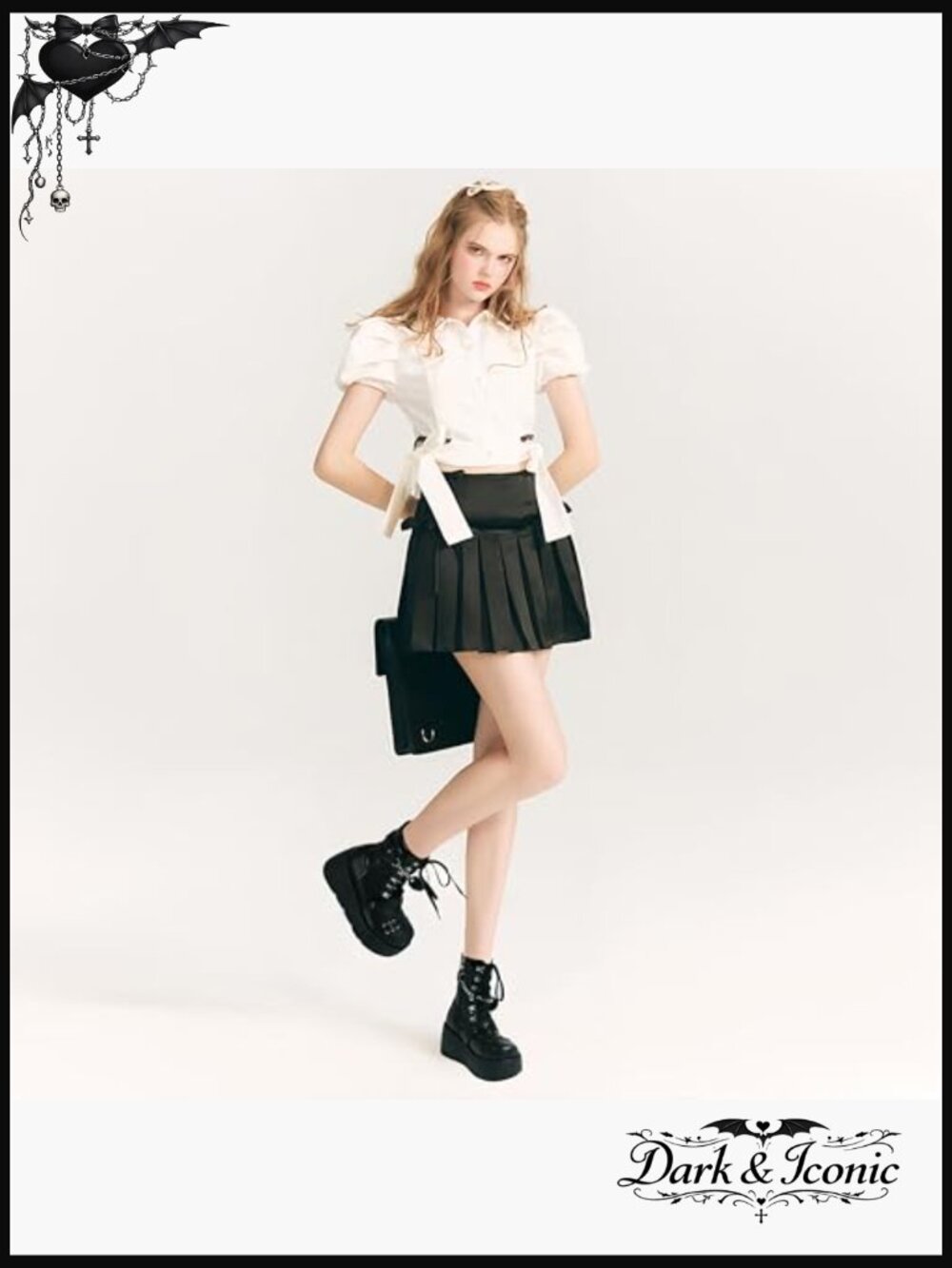 Platform Ankle Boots with Chunky Heel, Round Toe, Lace-Up and Side Zipper - Picture 2 of 7